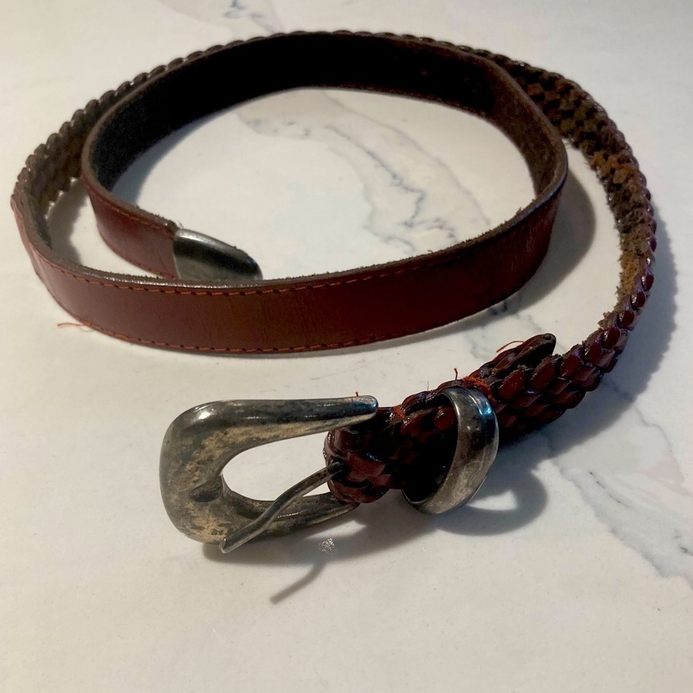 LANDES Sz L Leather Smooth & Braided Made in Canada Belt